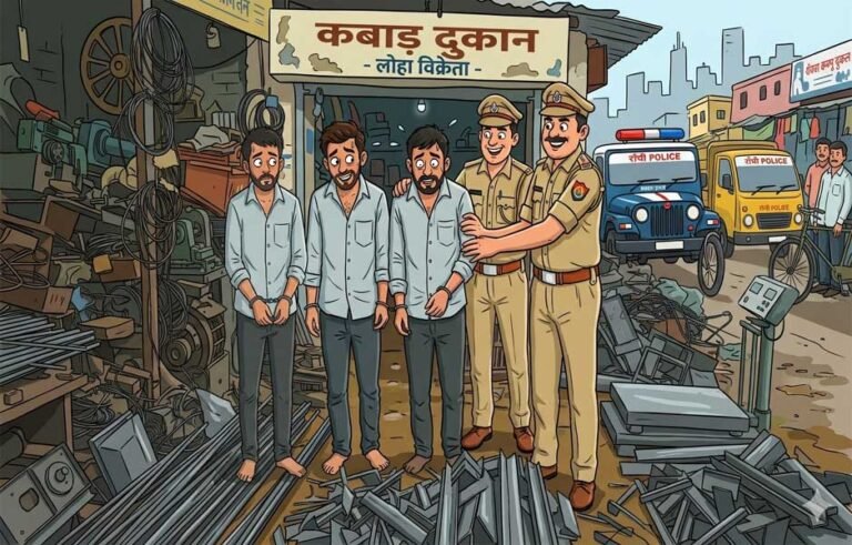रांची में लोहा चोरी कर कबाड़ दुकान में बेचने पहुंचे तीन आरोपी गिरफ्तार